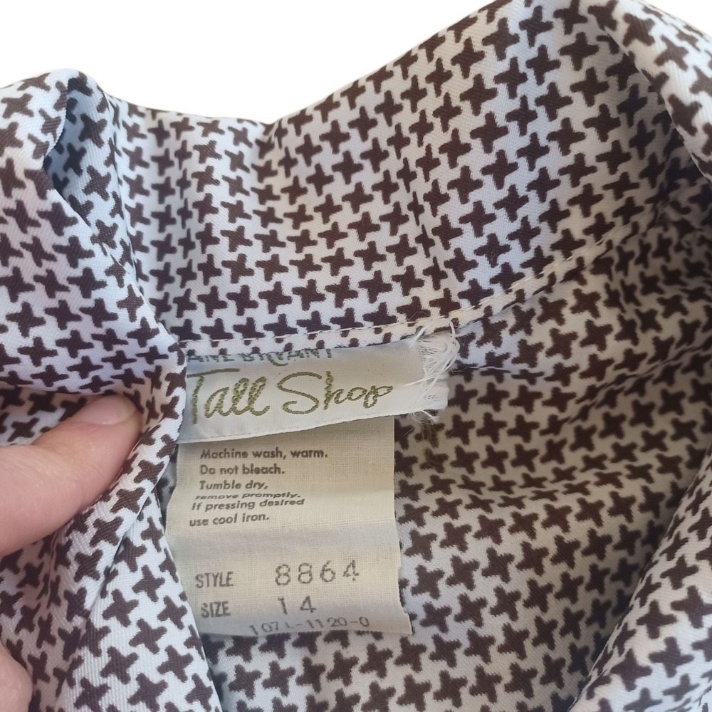 Lane Bryant Vintage‎ Houndstooth Polyester Dress Shirt Button Up Blouse Top - Picture 5 of 8